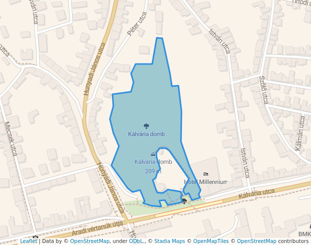 walking in Kálvária domb map in Pécs