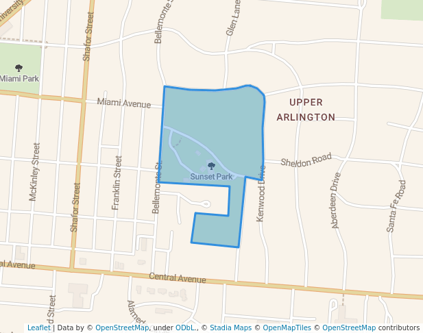 walking in Sunset Park map in Middletown