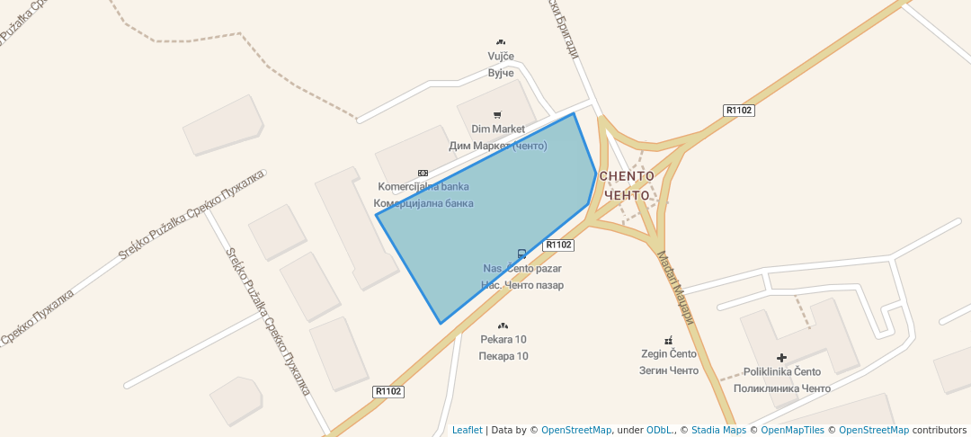 walking in Методија Андонов - Ченто map in Shkupi