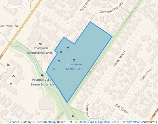 walking in Broadgreen School Field map in Nelson