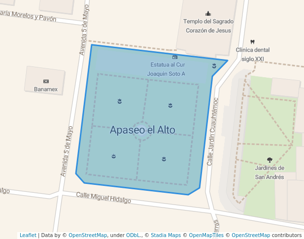 walking in Jardín Cuauhtémoc map in Apaseo el Alto