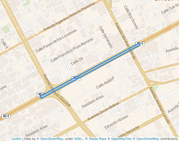 walking in Boulevard de la 27 map in Santo Domingo