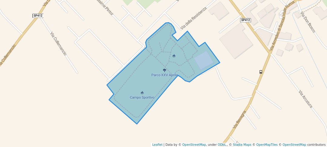 walking in Parco XXV Aprile map in Cannara