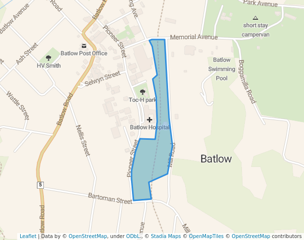 walking in Railway Yard Rotary Park map in Batlow