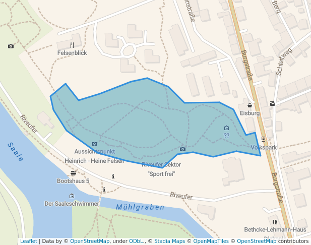 walking in Heinrich-Heine-Park map in Halle (Saale)