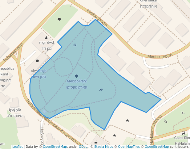 walking in Mexico Park map in Jerusalem