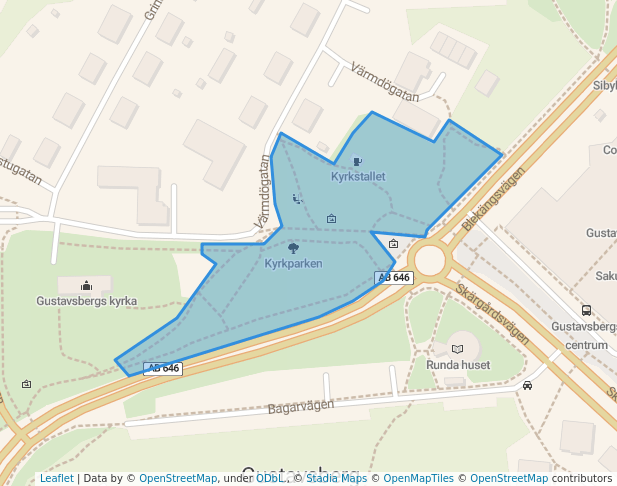 walking in Kyrkparken map in Gustavsberg