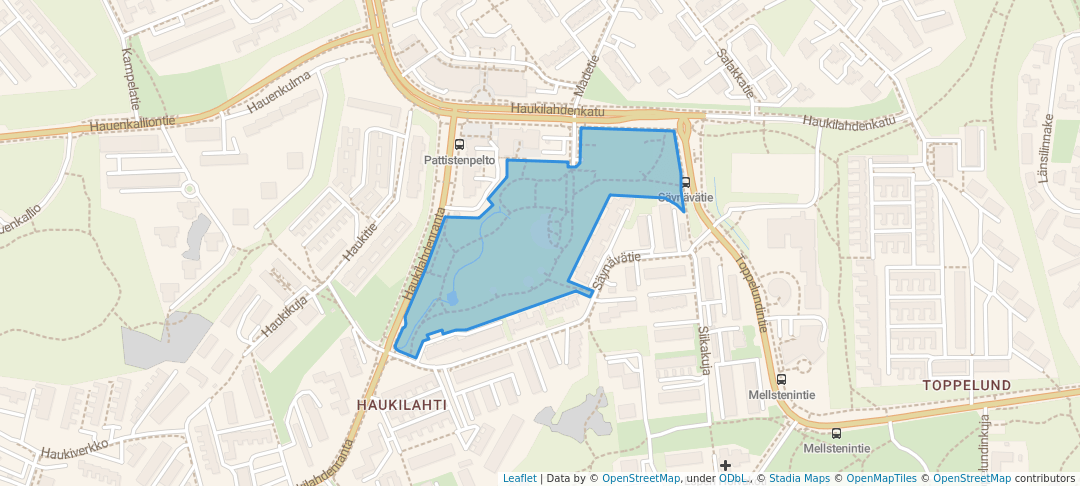 walking in Pattistenpuisto map in Esbo