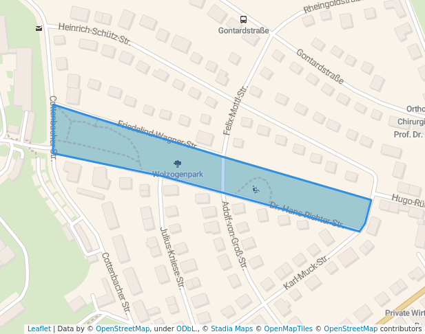 walking in Wolzogenpark map in Bayreuth