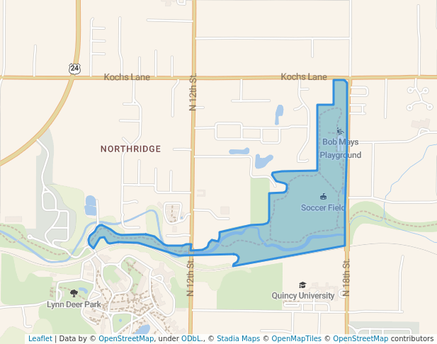 walking in Bob Mays Park map in Quincy