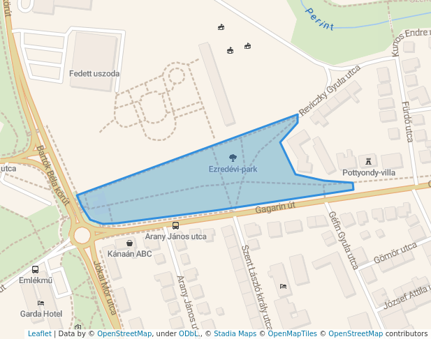 walking in Ezredévi-park map in Szombathely