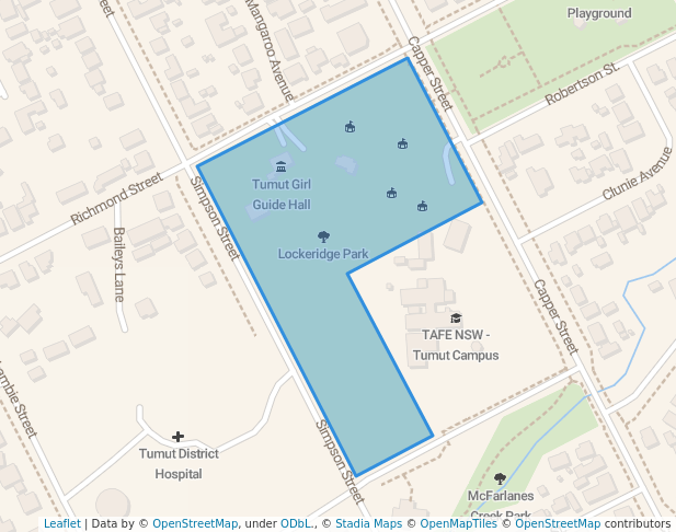 walking in Lockeridge Park map in Tumut