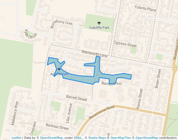 walking in Agland Park map in Orange