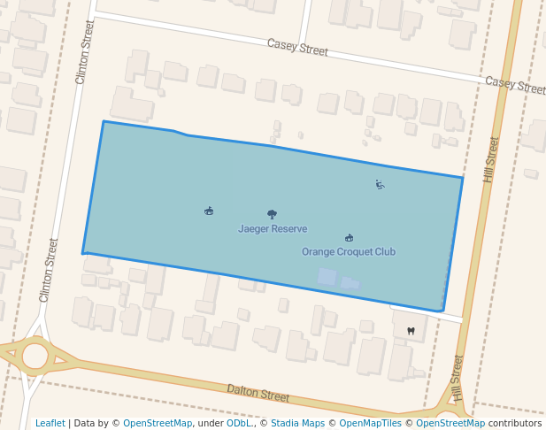 walking in Jaeger Reserve map in Orange