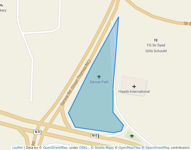 walking in Sarwar Park map in Rawalpindi