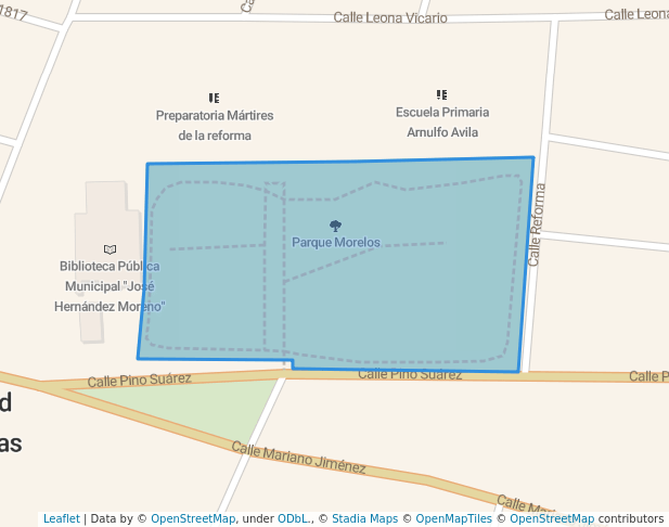 walking in Parque Morelos map in La Piedad de Cavadas