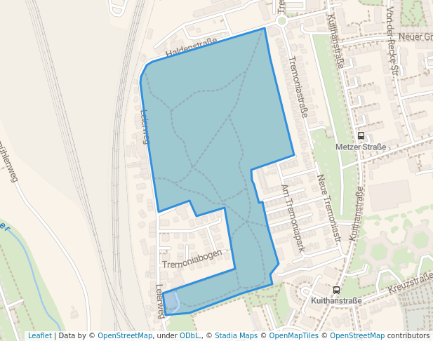 walking in Tremoniapark map in Dortmund