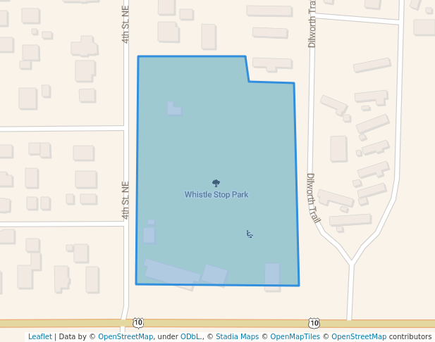 walking in Whistle Stop Park map in Dilworth