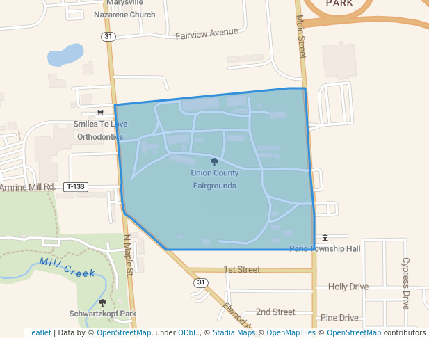 walking in Union County Fairgrounds map in Marysville