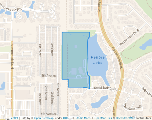 walking in Countryside Recreation Center/Park/Library map in Clearwater
