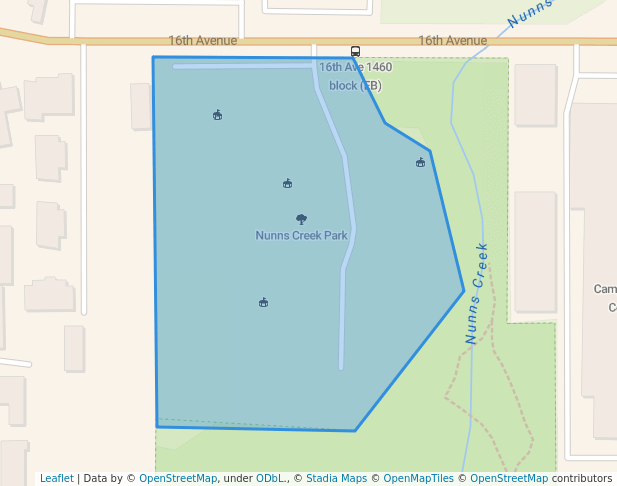 walking in Nunns Creek Park map in Campbell River