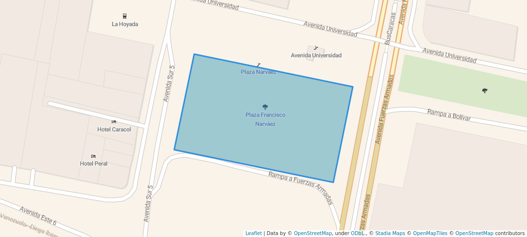 walking in Plaza Francisco Narváez map in Caracas