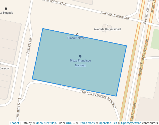 walking in Plaza Francisco Narváez map in Caracas