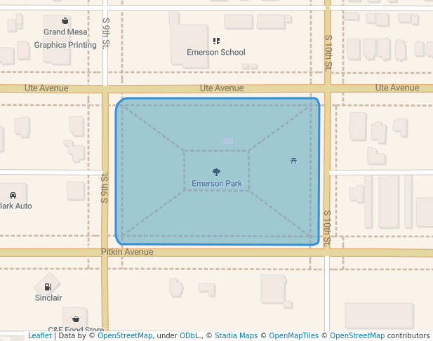 walking in Emerson Park map in Grand Junction