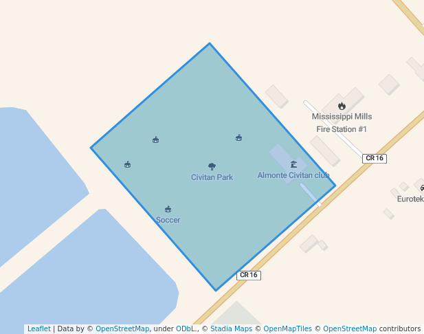 walking in Civitan Park map in Mississippi Mills