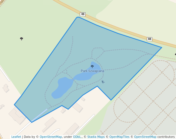 walking in Park Szwajcaria map in Gliwice