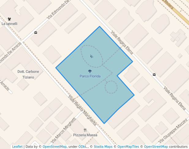 walking in Parco Florida map in Pescara