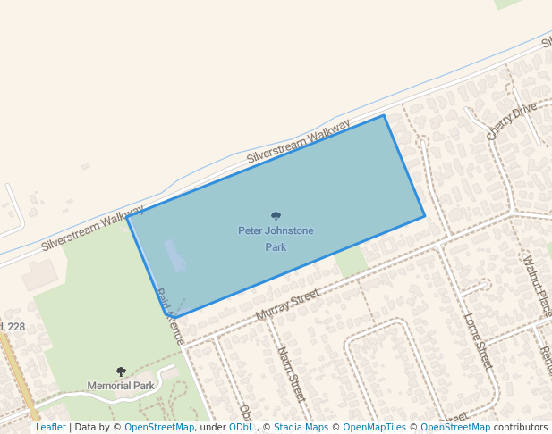 walking in Peter Johnstone Park map in Mosgiel