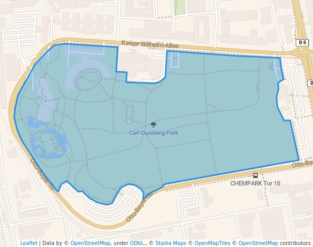 walking in Carl-Duisberg-Park map in Leverkusen