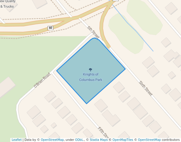 walking in Knights of Columbus Park map in Renfrew