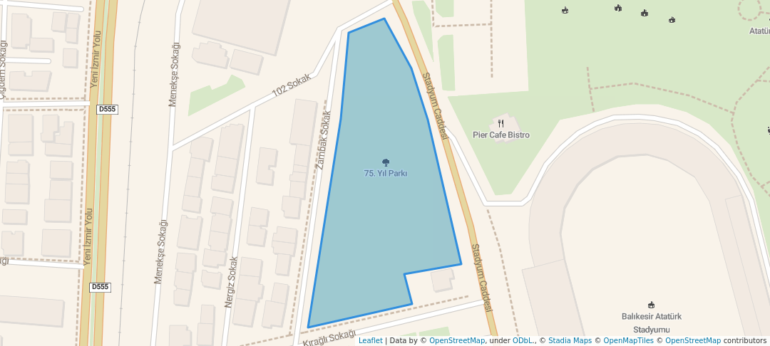 walking in 75. Yıl Parkı map in Balıkesir
