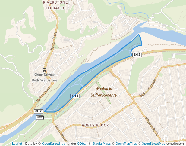walking in Poets Park map in Upper Hutt