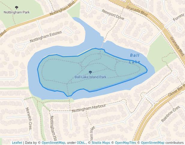 walking in Ball Island map in Sherwood Park
