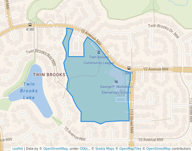 walking in Twin Brooks Park map in Edmonton