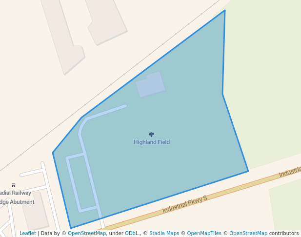 walking in Highland Field map in Aurora