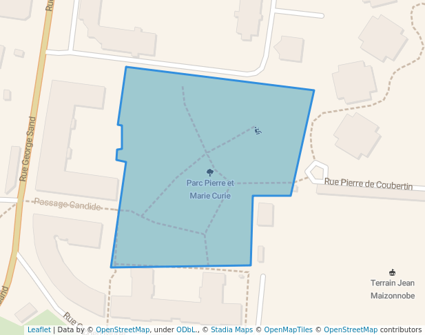 walking in Parc Pierre et Marie Curie map in Palaiseau