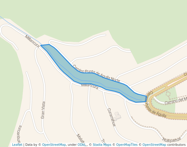 walking in Parque Millancura map in Lo Barnechea