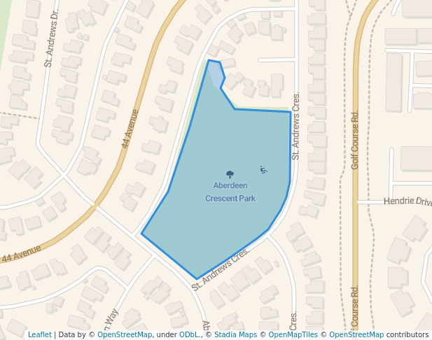 walking in Aberdeen Crescent Park map in Stony Plain