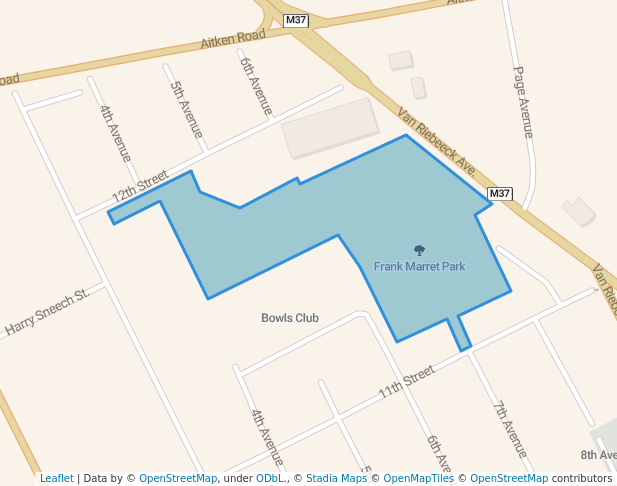 walking in Frank Marret Park map in Edenvale