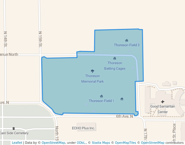 walking in Thoreson Memorial Park map in Estherville