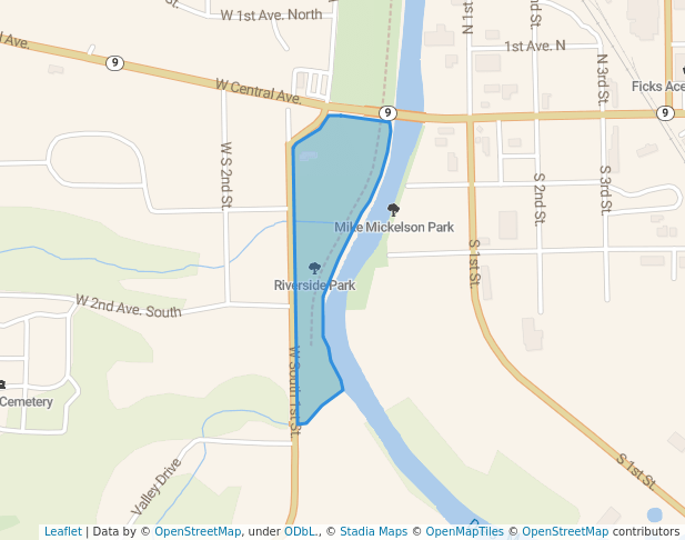 walking in Riverside Park map in Estherville