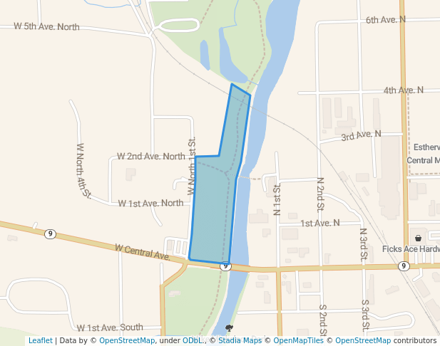 walking in Riverside Park map in Estherville