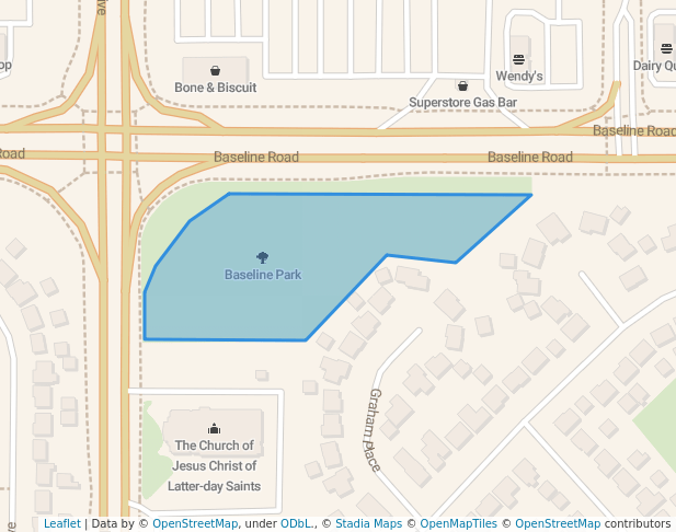 walking in Baseline Park map in Sherwood Park