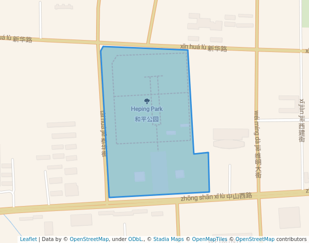 walking in Heping Park map in Shi Jia Zhuang Shi