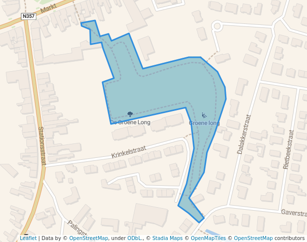 walking in De Groene Long map in Oostrozebeke