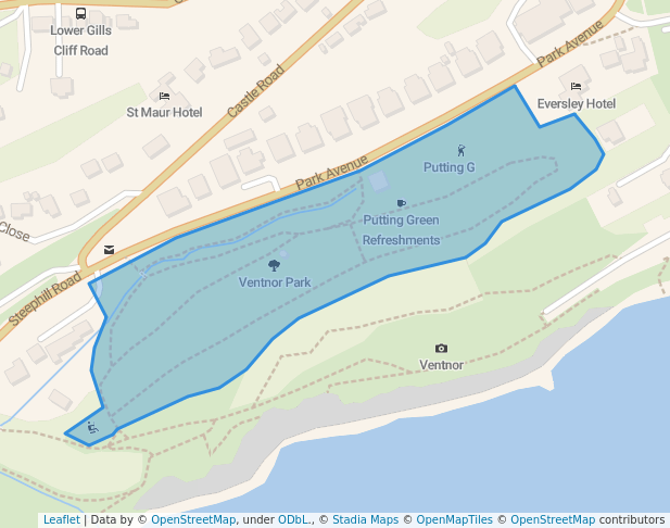 walking in Ventnor Park map in Ventnor